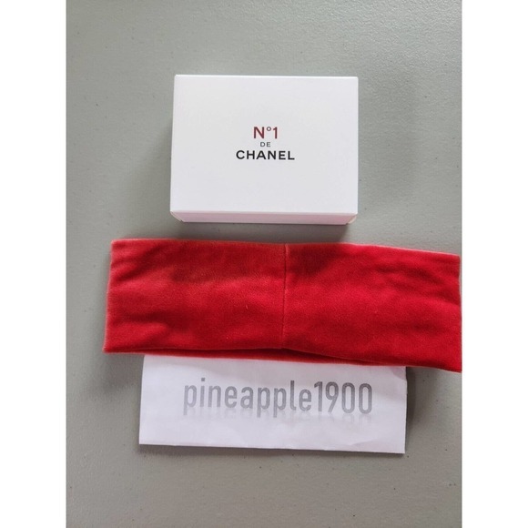 NIB Chanel No 1 Soft Camellia Logo Hair Band Headband Red Bath Spa Makeup main image 4